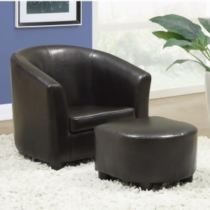 Monarch Specialties 8103 Accent Chair Ottoman in Dark Brown Leather - All