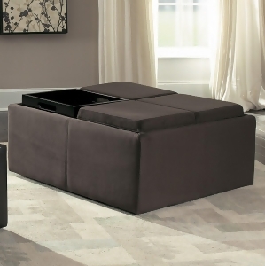 Homelegance Kaitlyn Square Cocktail Ottoman w/ 4 Storage - All