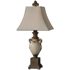 Uttermost Francavilla Ivory Table Lamp w/ Bell Shade in Khaki Linen - All