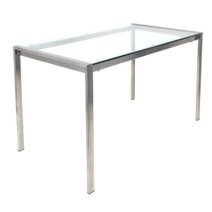 Lumisource Fuji Table In Clear Glass And Brushed Steel Frame - All