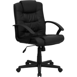 Flash Furniture Mid-Back Black Leather Office Chair Go-937m-bk-lea-gg - All