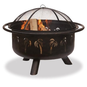 Uniflame Wad850sp 32 Inch Wide Oil Rubbed Bronze Firebowl with Palm Tree Design - All