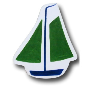 One World Sail Boat Green Wooden Drawer Pulls Set of 2 - All