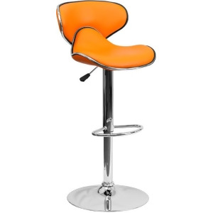 Flash Furniture Contemporary Cozy Mid-Back Orange Vinyl Adjustable Height Bar St - All