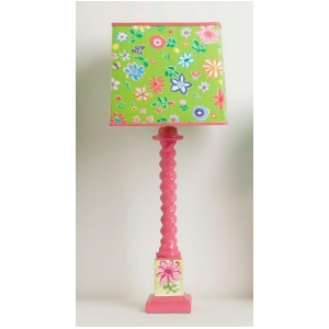 Yessica's Collection Pink Tall Twist Lamp With Flowers And Green Woodstock Squar - All