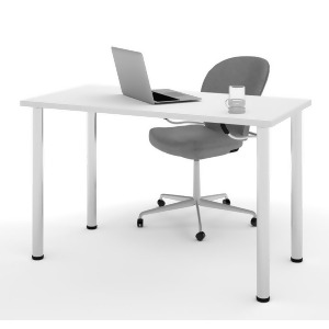 Bestar Table With Round Metal Legs In White - All