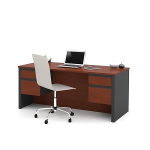 Bestar Prestige Plus Executive Desk With Dual Half Peds In Bordeaux Graphite - All