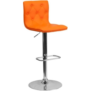 Flash Furniture Contemporary Tufted Orange Vinyl Adjustable Height Bar Stool w/ - All