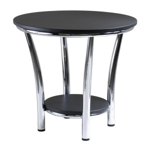 Winsome Wood Maya Round End Table w/ Black Top Metal Legs - All