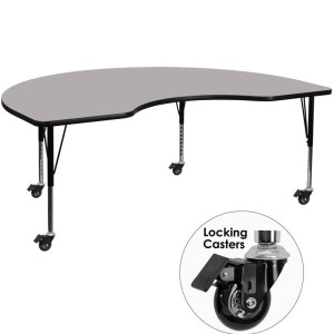 Flash Furniture Mobile 48 X 72 Kidney Shaped Activity Table With Grey Thermal - All