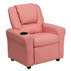 Flash Furniture Contemporary Pink Vinyl Kids Recliner w/ Cup Holder Headrest - All