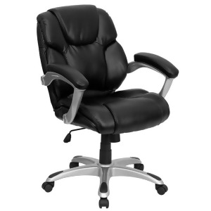 Flash Furniture Mid-Back Black Leather Office Task Chair Go-931h-mid-bk-gg - All