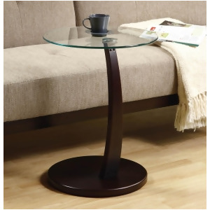 Monarch Specialties I 3001 Cappuccino Bentwood Accent Table w/ Tempered Glass - All