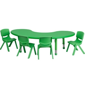 Flash Furniture 35 x 65 Adjustable Half-Moon Green Plastic Activity Table Set w/ - All