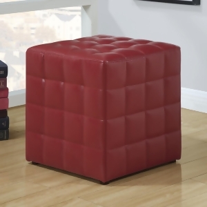 Monarch Specialties 8979 Ottoman in Red Leather - All