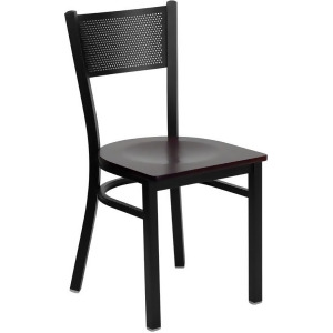 Flash Furniture Hercules Series Black Grid Back Metal Restaurant Chair Mahogan - All