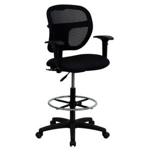 Flash Furniture Mid-Back Mesh Drafting Stool w/ Black Fabric Seat Arms Wl-a7 - All