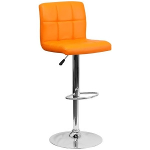Flash Furniture Contemporary Orange Quilted Vinyl Adjustable Height Bar Stool w/ - All