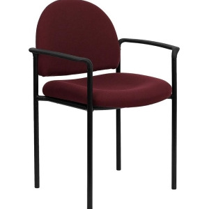 Flash Furniture Burgundy Fabric Comfortable Stackable Steel Side Chair w/ Arms - All