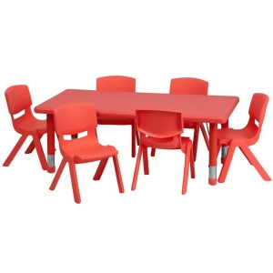 Flash Furniture 24 x 48 Adjustable Rectangular Red Plastic Activity Table Set w/ - All