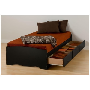 Prepac Black Twin Xl Mate's Platform Storage Bed with 3 Drawers - All
