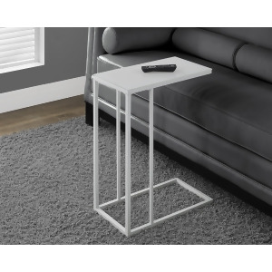Monarch Specialties White Metal Accent Table With Frosted Tempered Glass I 3037 - All