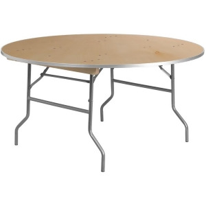 Flash Furniture 60 Inch Round Heavy Duty Birchwood Folding Banquet Table w/ Meta - All