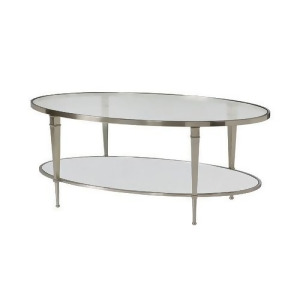 Hammary Mallory Oval Glass Top Cocktail Table in Satin Nickel - All