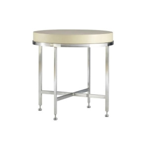 Allan Copley Designs Galleria Round End Table w/ White on Ash Top on Brushed Sta - All