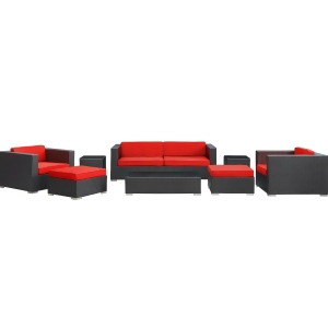 Modway Venice 8 Piece Sofa Set in Espresso Red - All