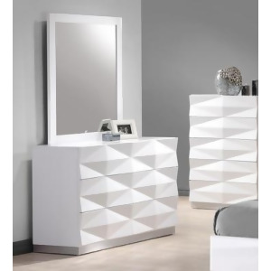 J M Furniture Verona Dresser w/ Mirror in White Lacquer - All