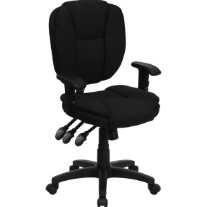 Flash Furniture Mid-Back Black Fabric Multi-Functional Ergonomic Task Chair w/ A - All