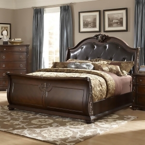 Homelegance Hillcrest Manor Leather Sleigh Bed in Rich Cherry - All