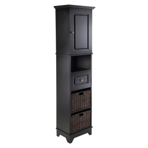 Winsome Wood Wyatt Tall Cabinet with Baskets Drawer Door - All