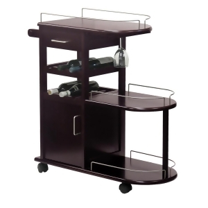 Winsome Wood Entertainment Cart w/ Glass Rack Drawer in Dark Espresso - All