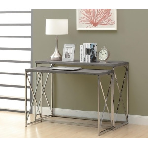 Monarch Specialties 3257 2 Piece Nesting Table Set in Dark Taupe w/ P hrome Meta - All