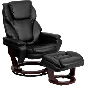 Flash Furniture Contemporary Black Leather Recliner Ottoman w/ Swiveling Mahog - All