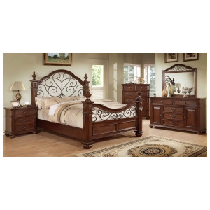 Furniture of America Iron Accent Bed In Antique Dark Oak - All