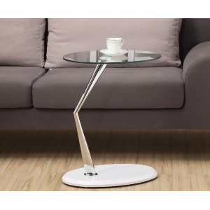 Monarch Specialties 3048 Accent Table in Glossy White w/ Chrome Metal - All