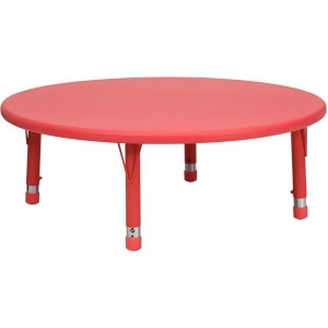 Flash Furniture 45 Inch Round Height Adjustable Red Plastic Activity Table Yu- - All