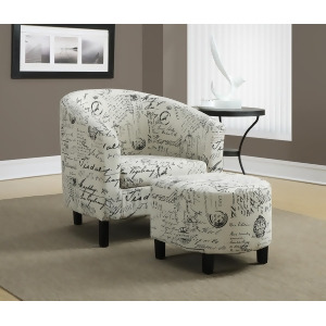 Monarch Specialties Vintage French Fabric Accent Chair And Ottoman I 8058 - All