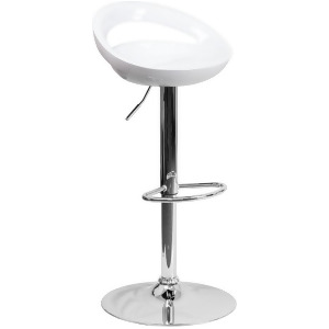 Flash Furniture Contemporary White Plastic Adjustable Height Bar Stool w/ Chrome - All