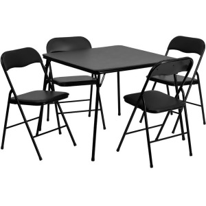 Flash Furniture 5 Piece Black Folding Card Table Chair Set Jb-1-gg - All