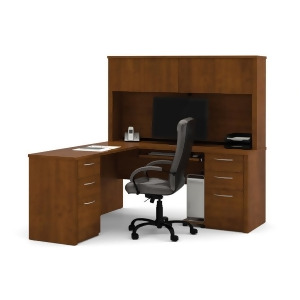 Bestar Embassy L-shaped Workstation Kit In Tuscany Brown With Hutch 60853 - All