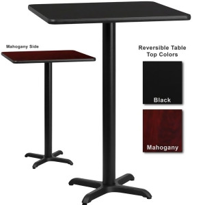 Flash Furniture 30 Inch Square Bar Table w/ Black or Mahogany Reversible Laminat - All
