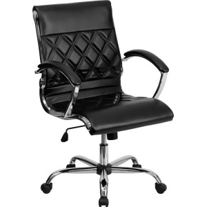 Flash Furniture Mid-Back Designer Black Leather Executive Office Chair w/ Chrome - All