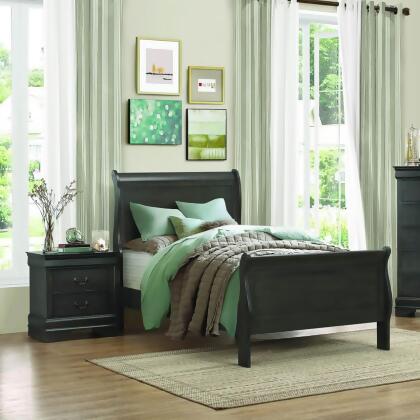 Homelegance Mayville 2 Piece Sleigh Bedroom Set in Stained Grey 