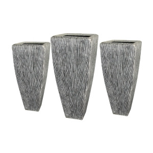 Screen Gems Sandstone Ribbed Long Square Planter Three Piece Set - All