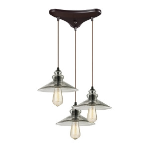 Elk Lighting Hammered Glass Collection 3 Light Chandelier In Oil Rubbed Bronze - All