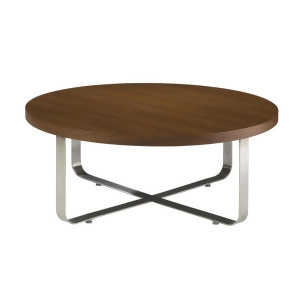 Allan Copley Designs Artesia Round Cocktail Table w/ Walnut Stain Top on Satin N - All